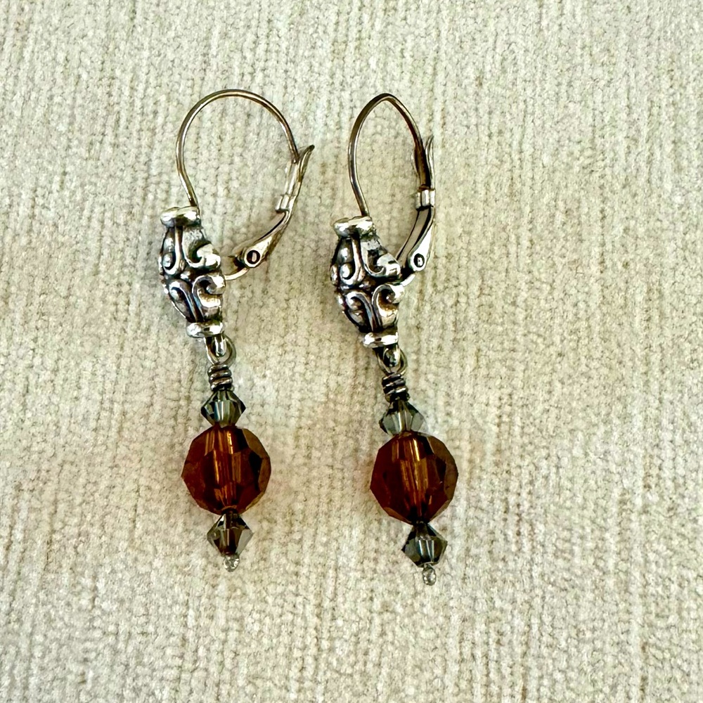Vintage Brighton amber drop earrings - Picture 2 of 6